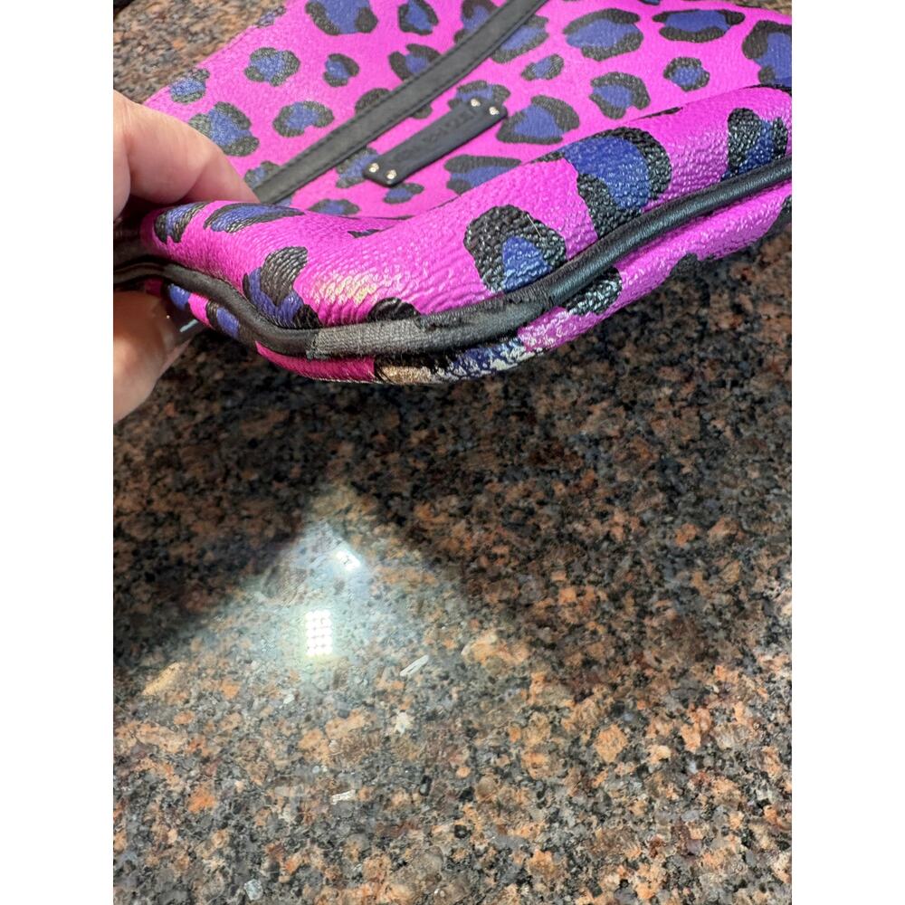 Vera Bradley Faux Leather Crossbody Purple Black Blue Cheetah Print - Picture 7 of 11